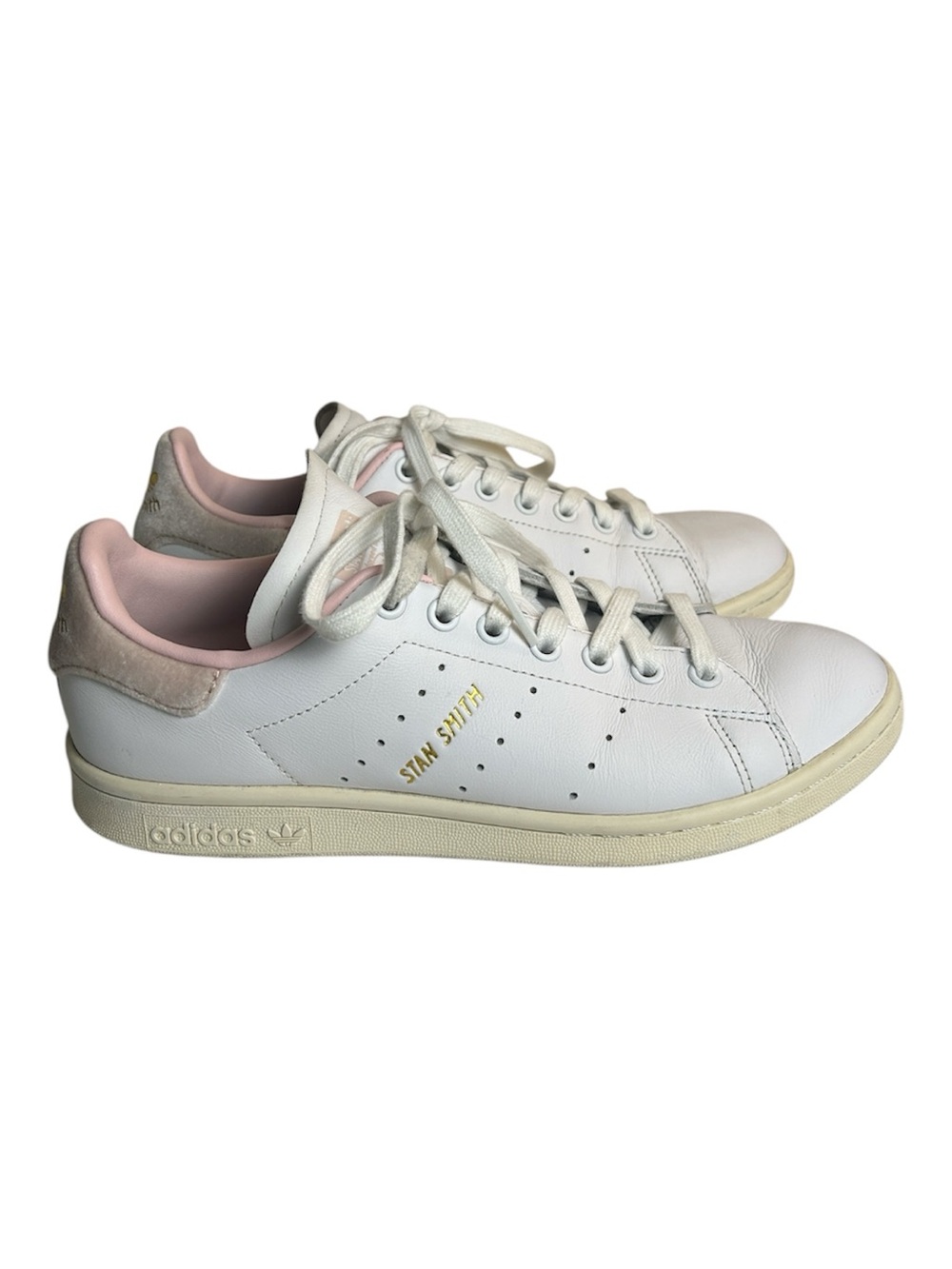 Adidas Stan Smith Cloud White Gold Pink Women’s Leather Sneaker Size 8.5